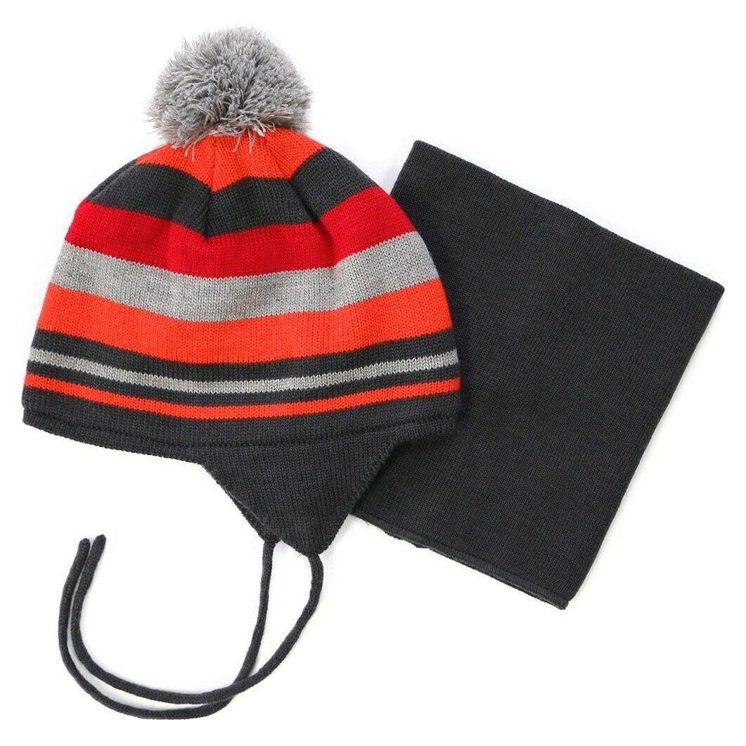 Шапка с баффом вязаные для мальчика Peluche&Tartine F16ACC63EG зимние 52-56 см Оранжевый/Красный/Серый (F16ACC63EG-Kimono-6/8)