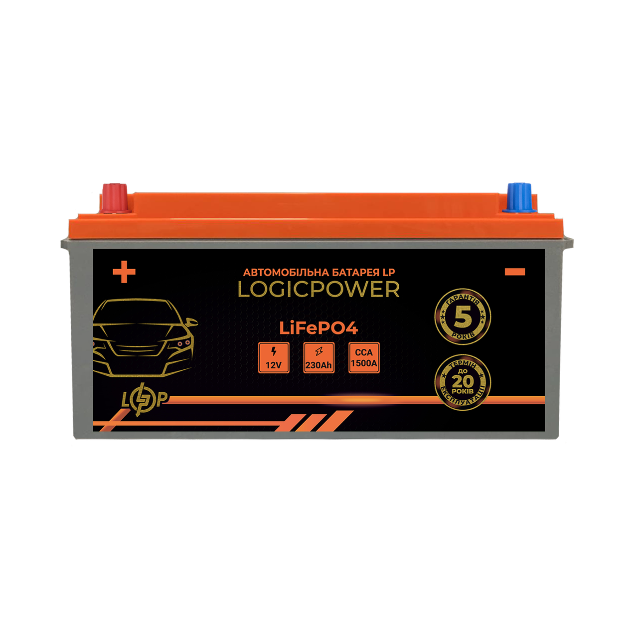 Аккумулятор автомобильный литиевый LP LiFePO4 12V-230 Ah + слева BMS 1500А