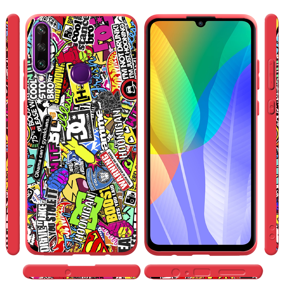 Чохол BoxFace Huawei Y6p Multicolored Inscriptions Червоний силікон  (40017-up880-41525) - фото 2