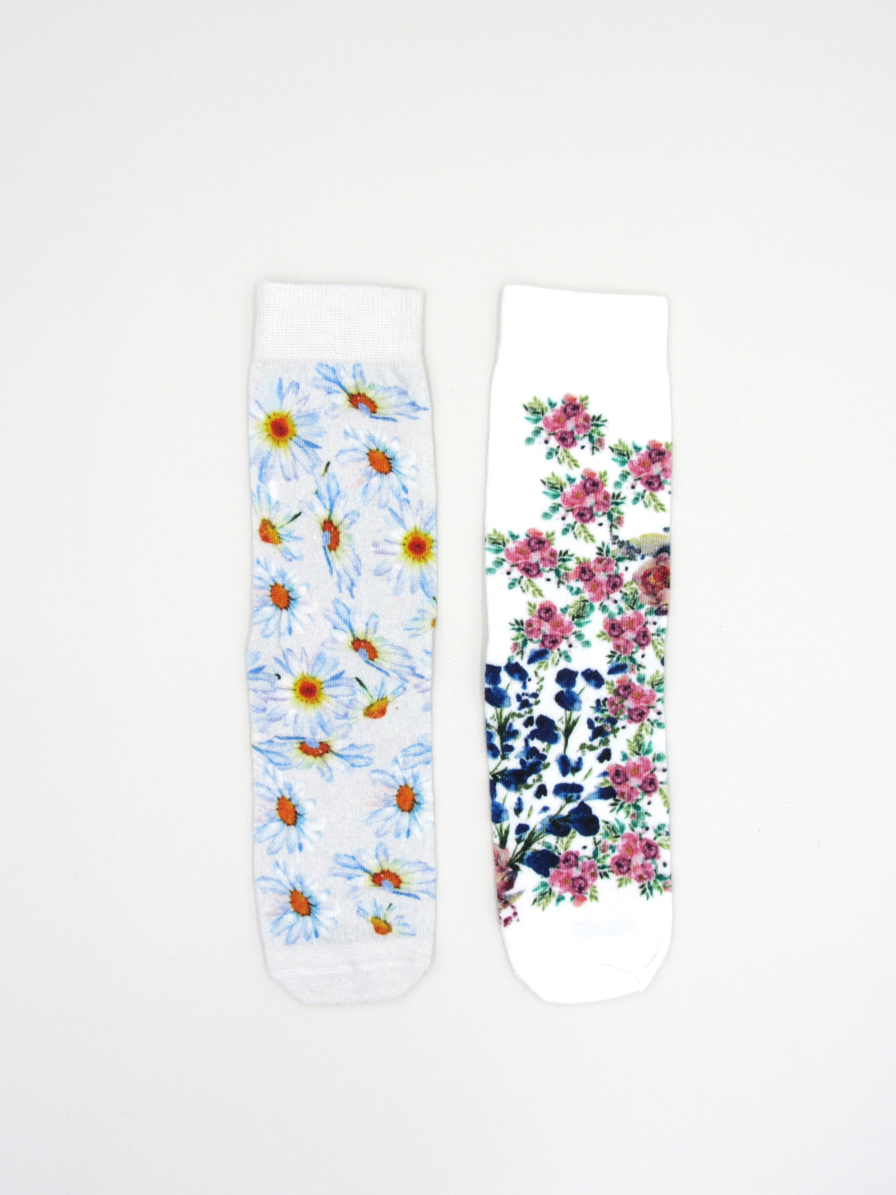 Шкарпетки C&A р. 39-42 квіти 2 пари Біло-синій  (2241379440603)