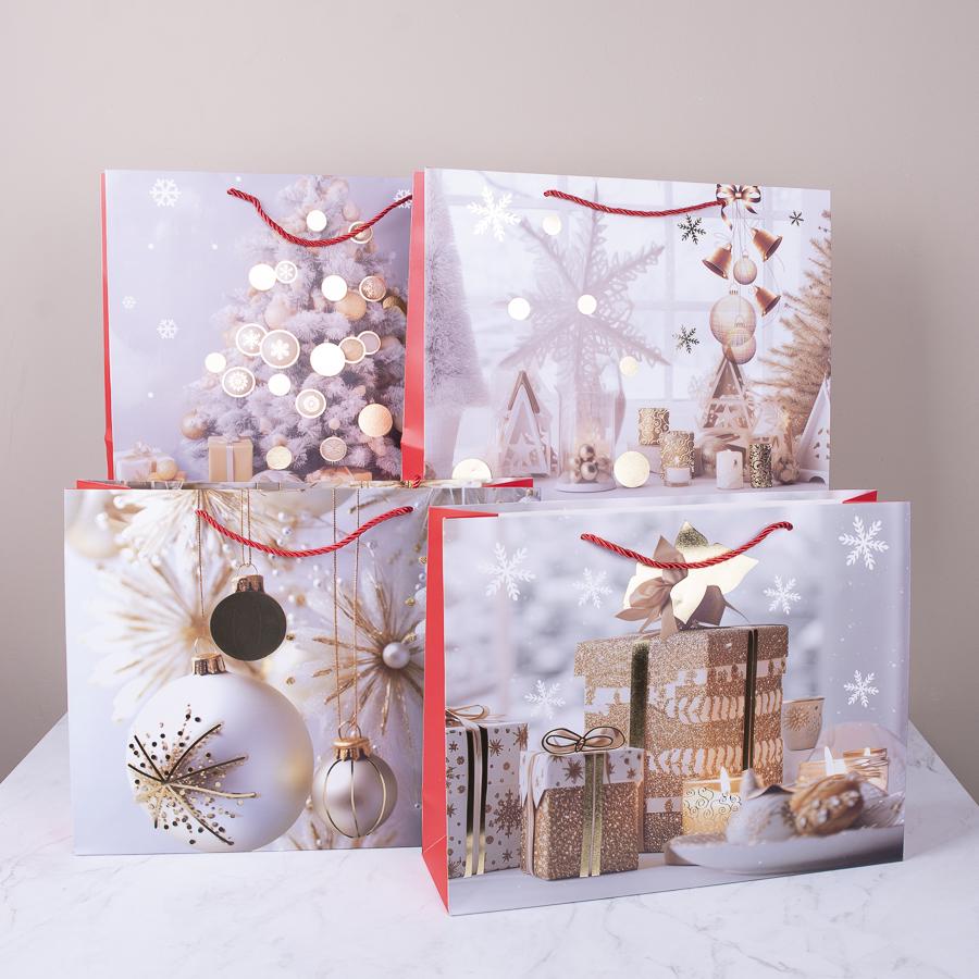 Подарочный пакет Новогодний L 40x31x12 см (1351-52)