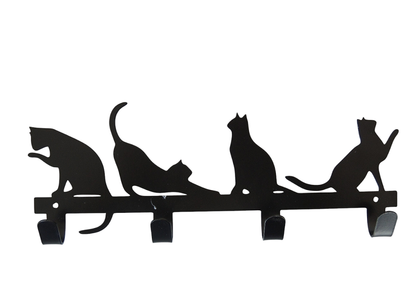 Вішалка настінна Котик 4 гачка Чорний (26043910)