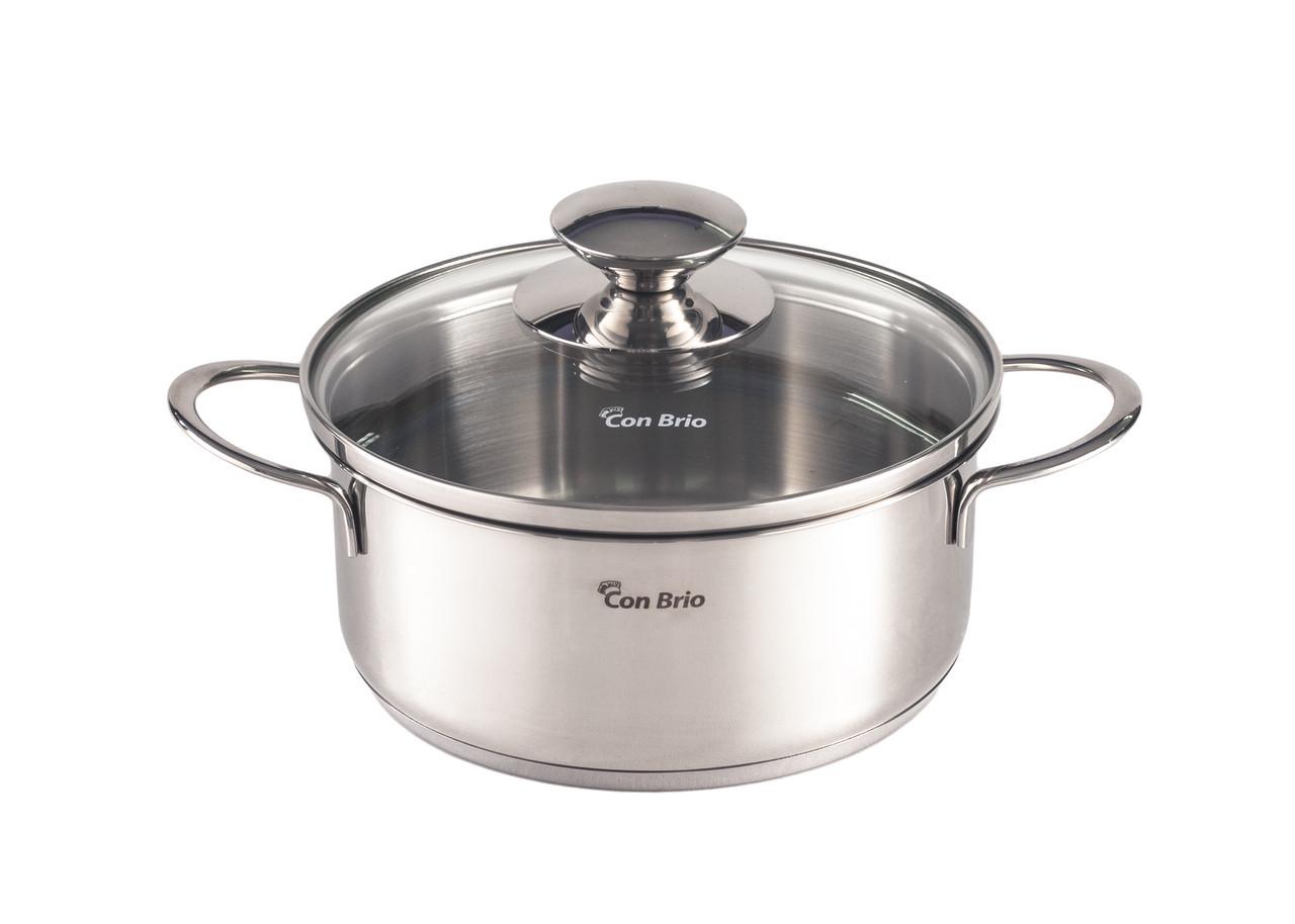 Кастрюля нержавеющая Con Brio с крышкой 16 см 1,4 л (CB-1104)