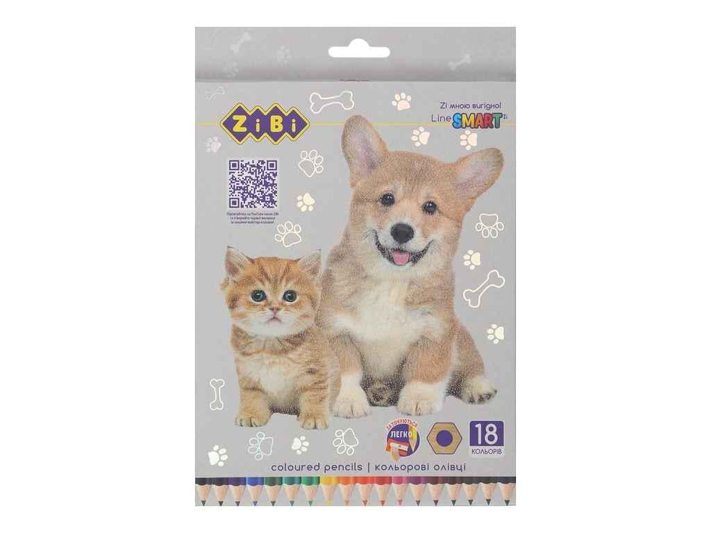 Карандаши цветные ZiBi 18 цветов Собаки и кошки шестигранные SMART Line (900035) Карандаши цветные ZiBi 18 цветов Собаки и кошки шестигранные SMART Line (900035)