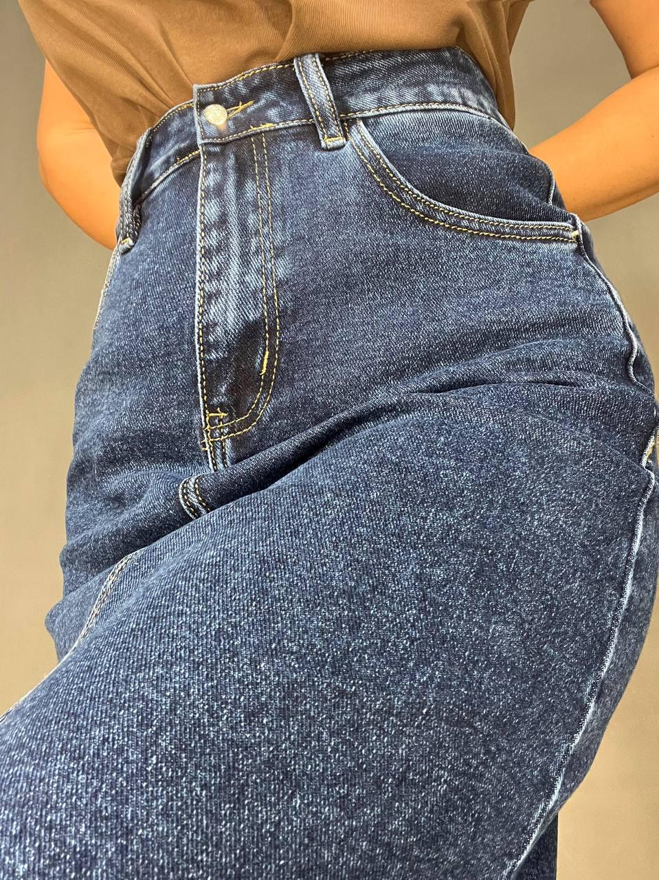 Юбка женская джинсовая Liana 269 большие размеры прямой крой средняя длина стрейчевая разрез впереди р. 31 Темно-синий (3591) - фото 2