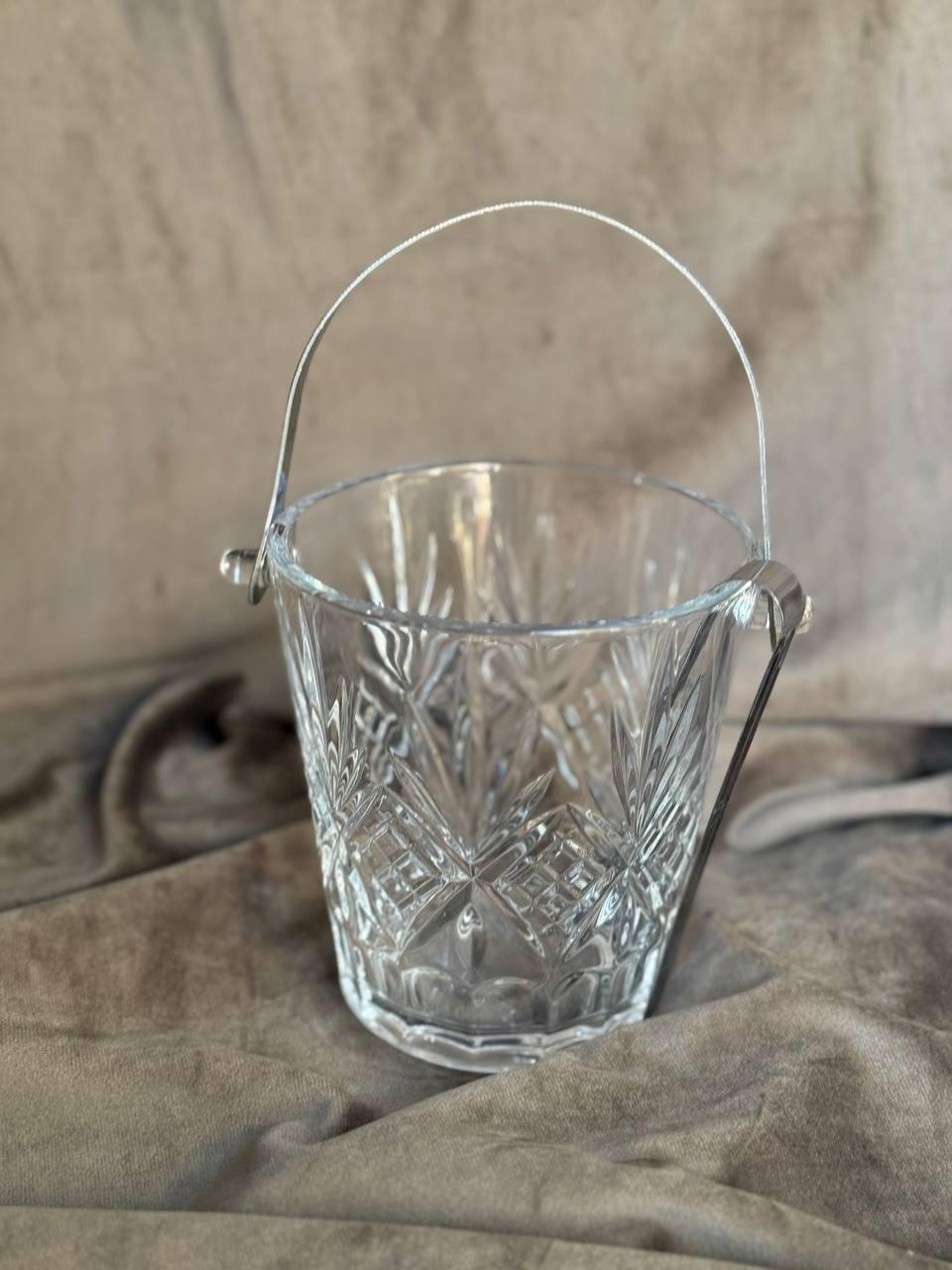 Ведро льда YIWU Ice Bucket стеклянное со щипцами 1 л Прозрачный (HP-19-22GLASS)