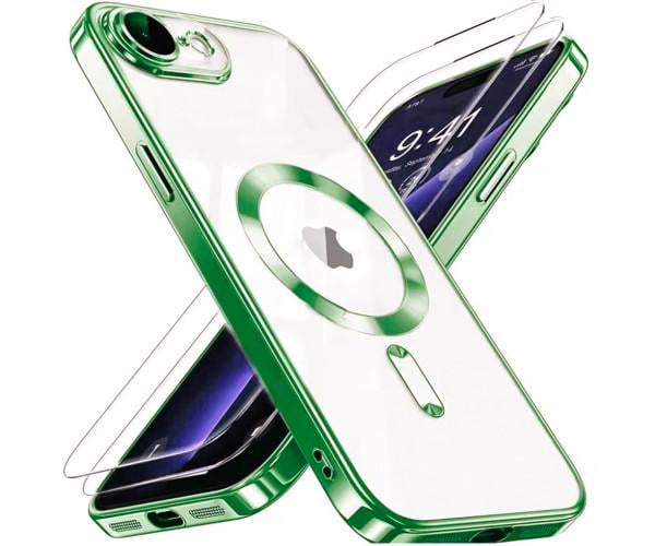 Чехол силиконовый Fashion Shining для iPhone 16e с поддержкой беспроводной зарядки Темно-зеленый