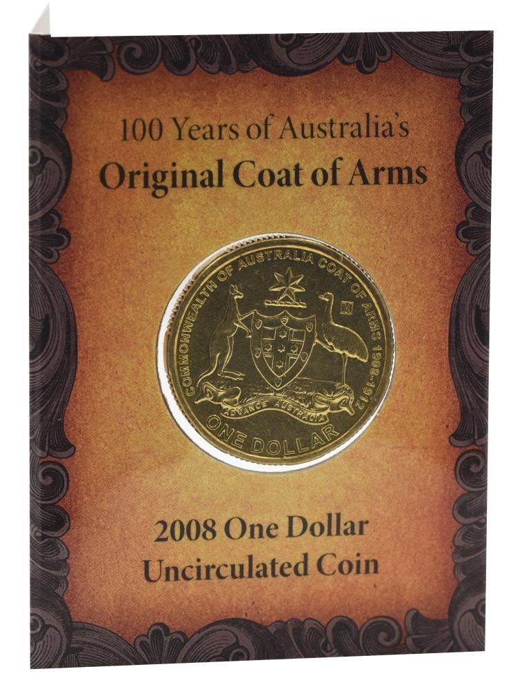 Коллекционная монета Австралия 1 доллар 2008 UNC 100 лет первому гербу (М25449)
