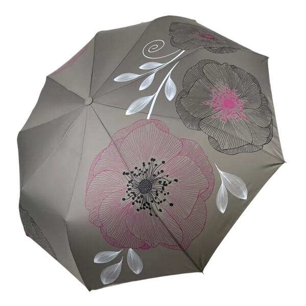 Зонт женский THE BEST полуавтомат с цветами Серый (59956)