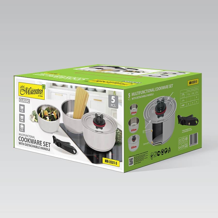 Набір кухонного посуду зі знімними ручками Maestro 5 пр. (MR-3531-5) - фото 5