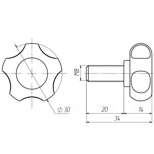 Ручка затискна Steelfix М8х20 D30мм з болтом Чорний (273744) - фото 2