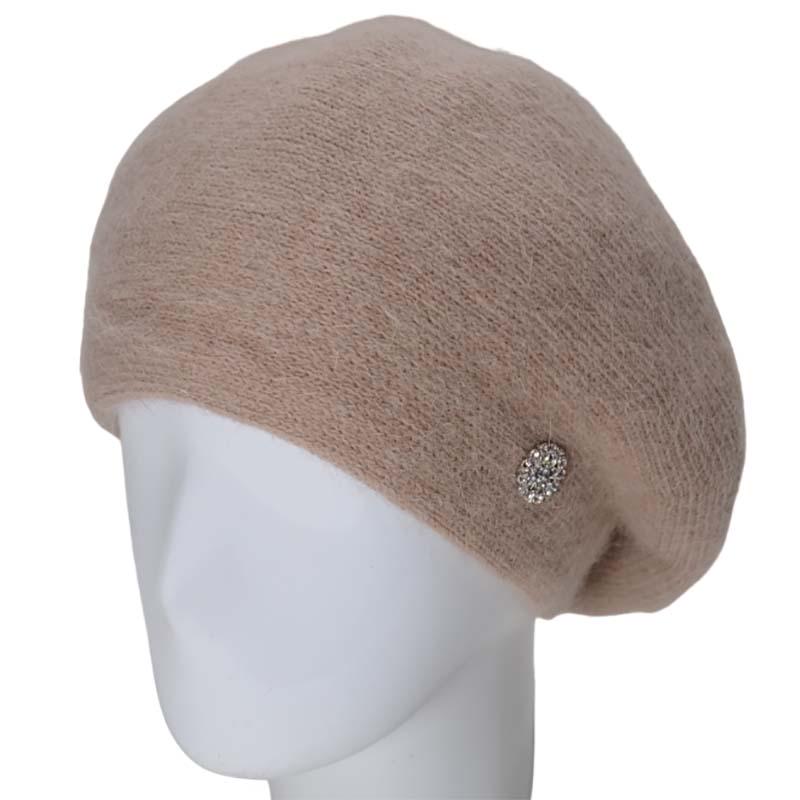 Берет женский ангоровый Novita Афина one size Бежевый