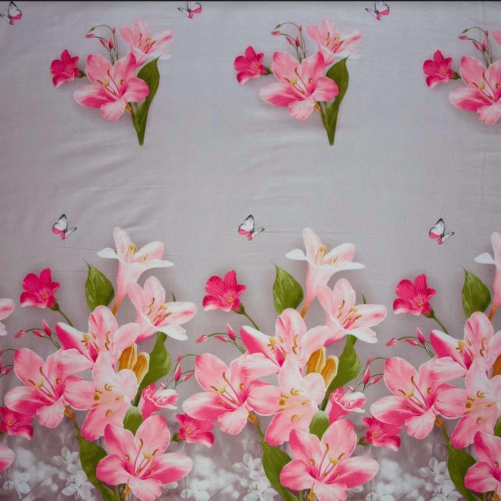 Ткань хлопок сатин S-169А Флорианна Серо-бежевый (19385)