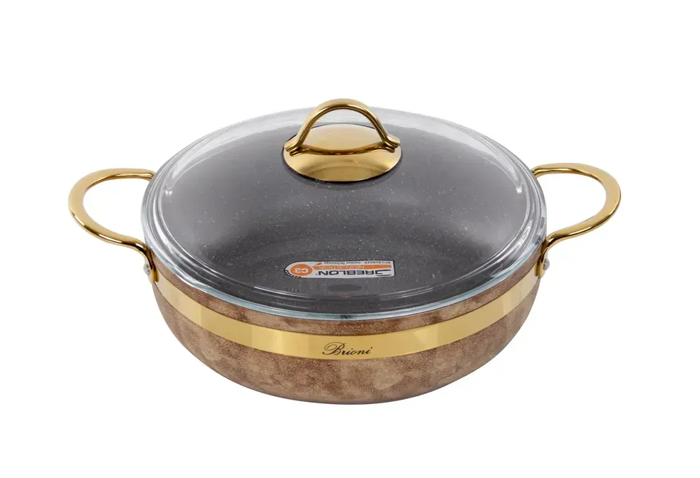 Сотейник антипригарный Brioni Royal Stone Ti̇gereye Gold 26 см 2,8 л (764-050)