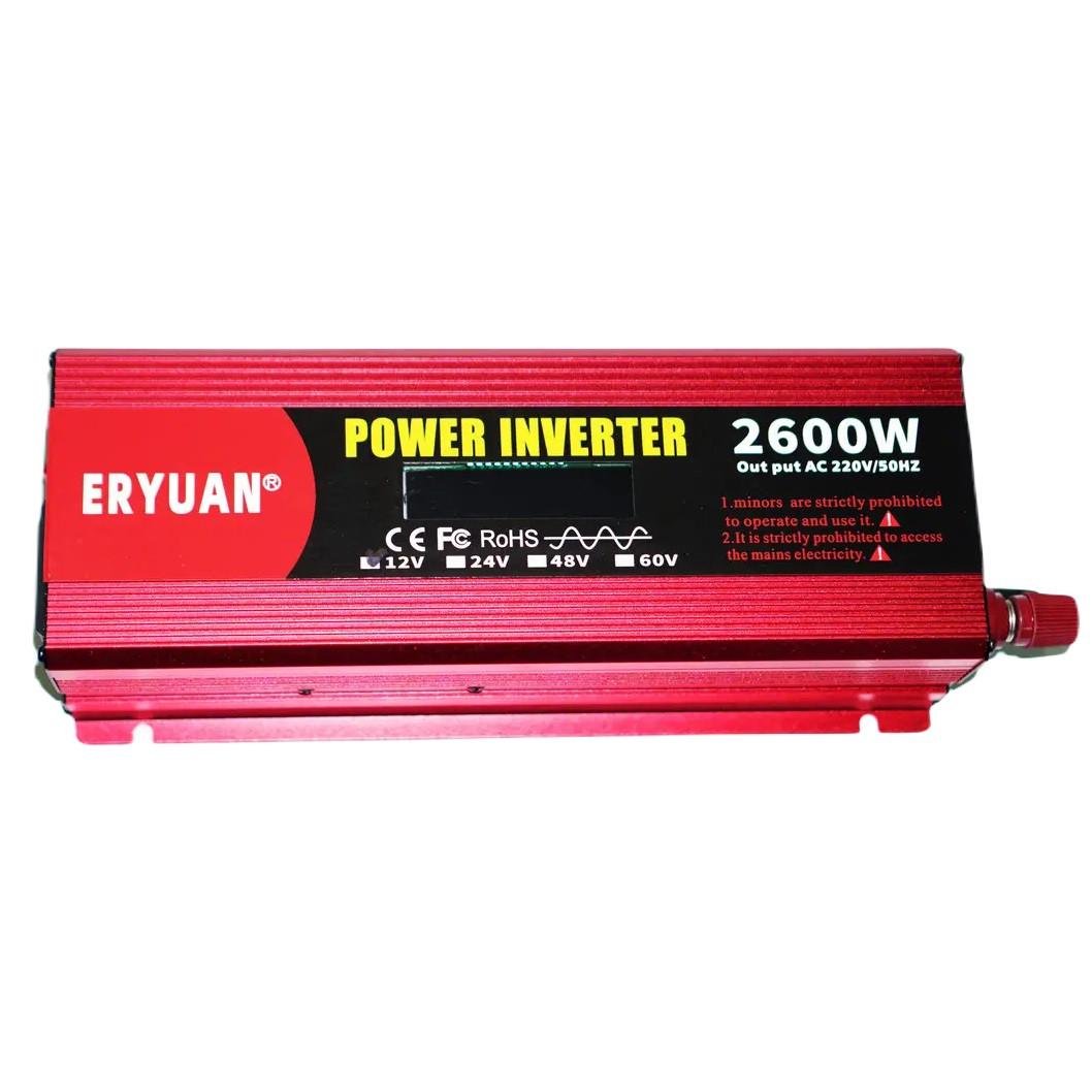 Перетворювач напруги Eryuan 2600 W LCD DC/AC 12-220V з чистою синусоїдою та вольтметром Red (2024911626)