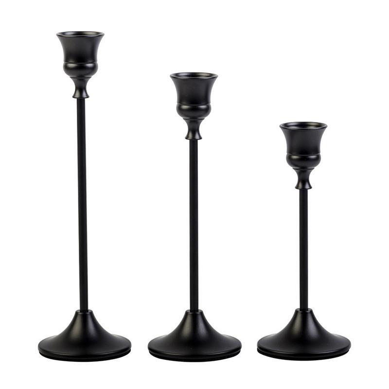 Комплект підсвічників високих Lesko 0013 металеві 3 пр. Black (36490813)
