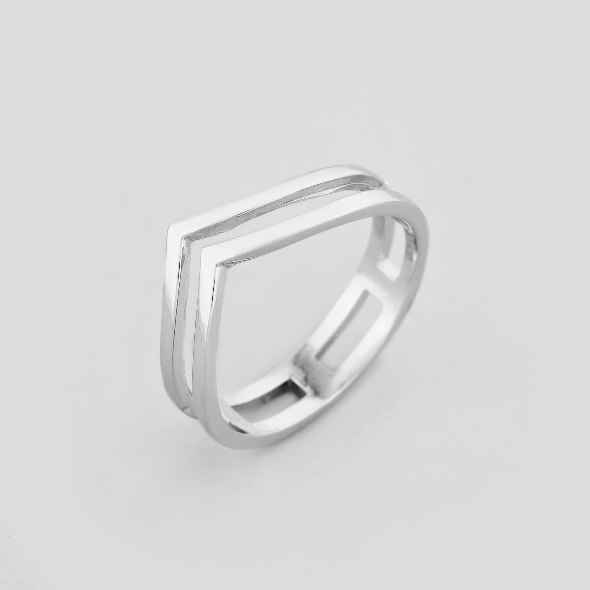 Серебряное кольцо Minimal Двойной ритм р. 17 (15809)