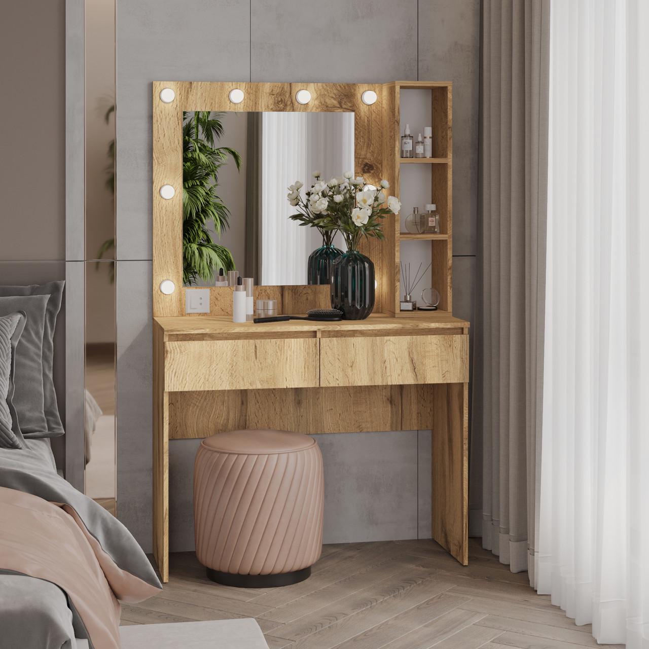 Туалетний столик New and Classic із квадратним дзеркалом 1600х1000х400 мм Дуб тахо (ТЗ-Лайт 2-9) - фото 1