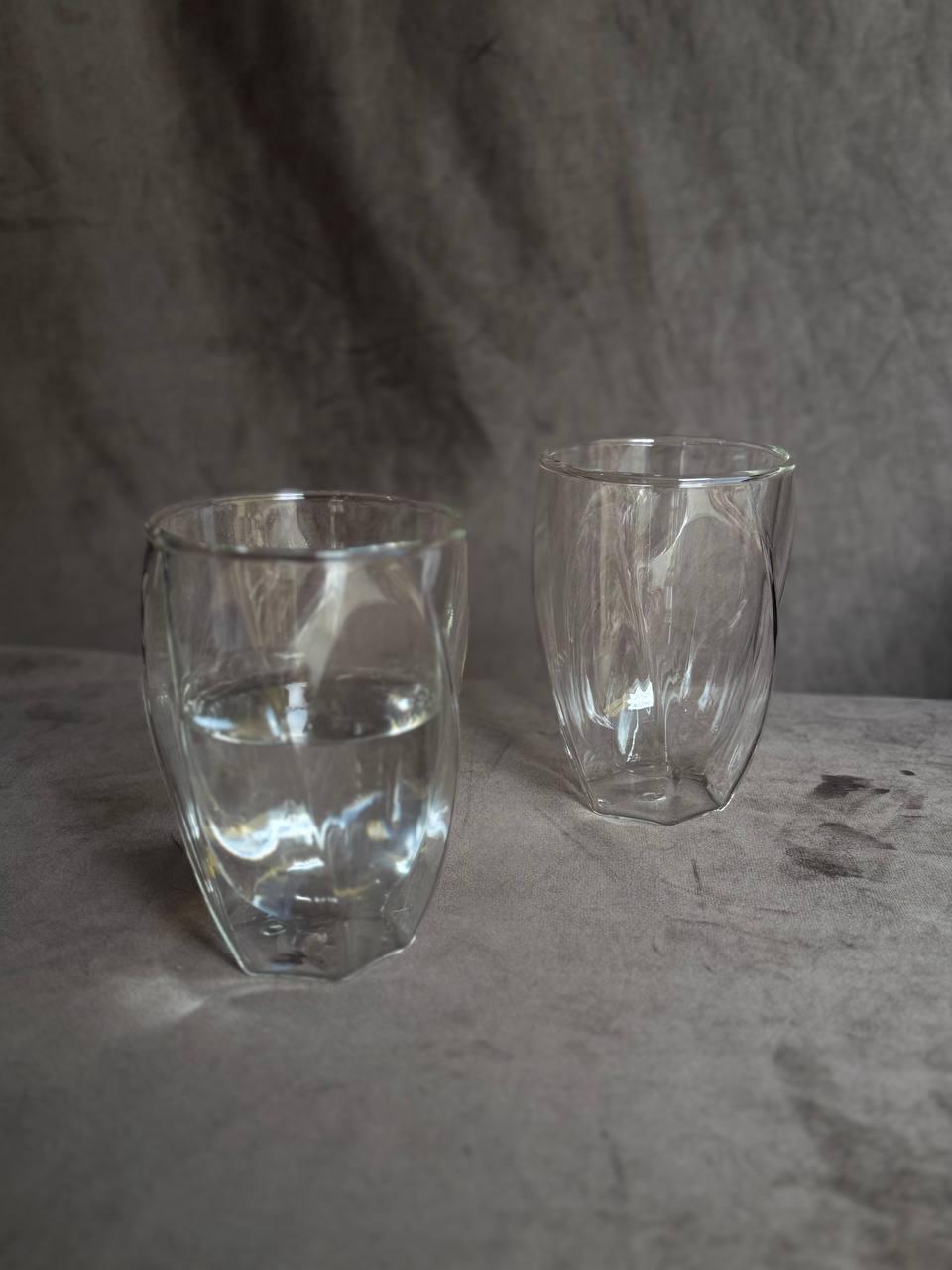 Набір високих склянок з подвійним дном Vittora TILT боросилікатне скло 280 мл 2 шт. Прозорий (VT-5412-280)