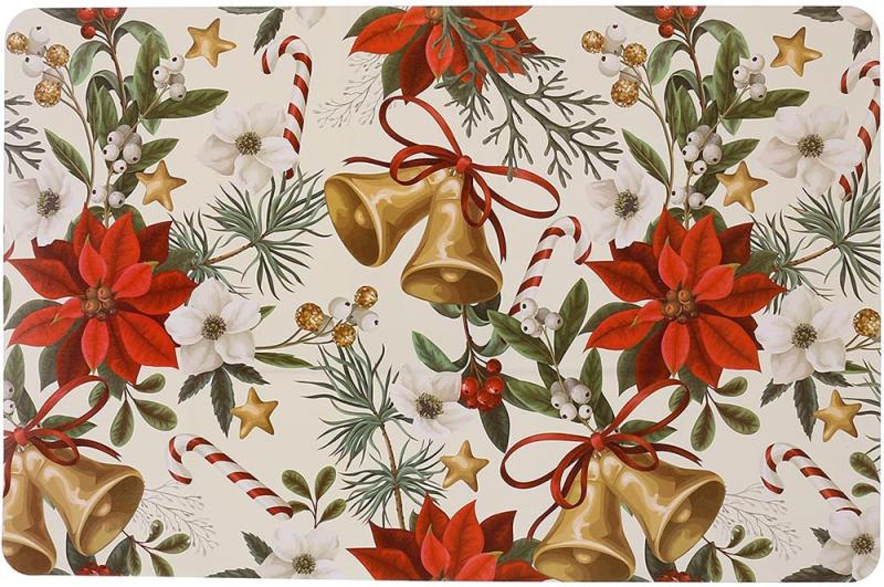 Набор 12 сервировочных салфеток 28x43см, подтарельники Happy Holidays-88, полипропилен - фото 1