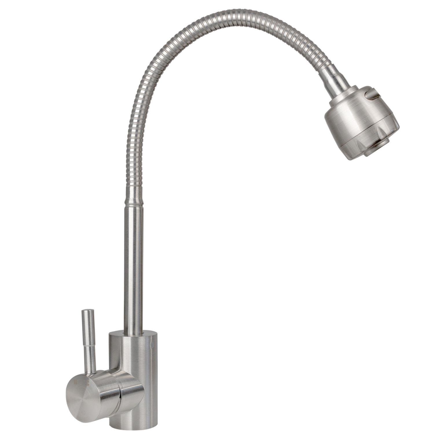 Смеситель для кухни Platinum BG6 (8611) PLS-A34775 с гибким изливом Сатин (158680)