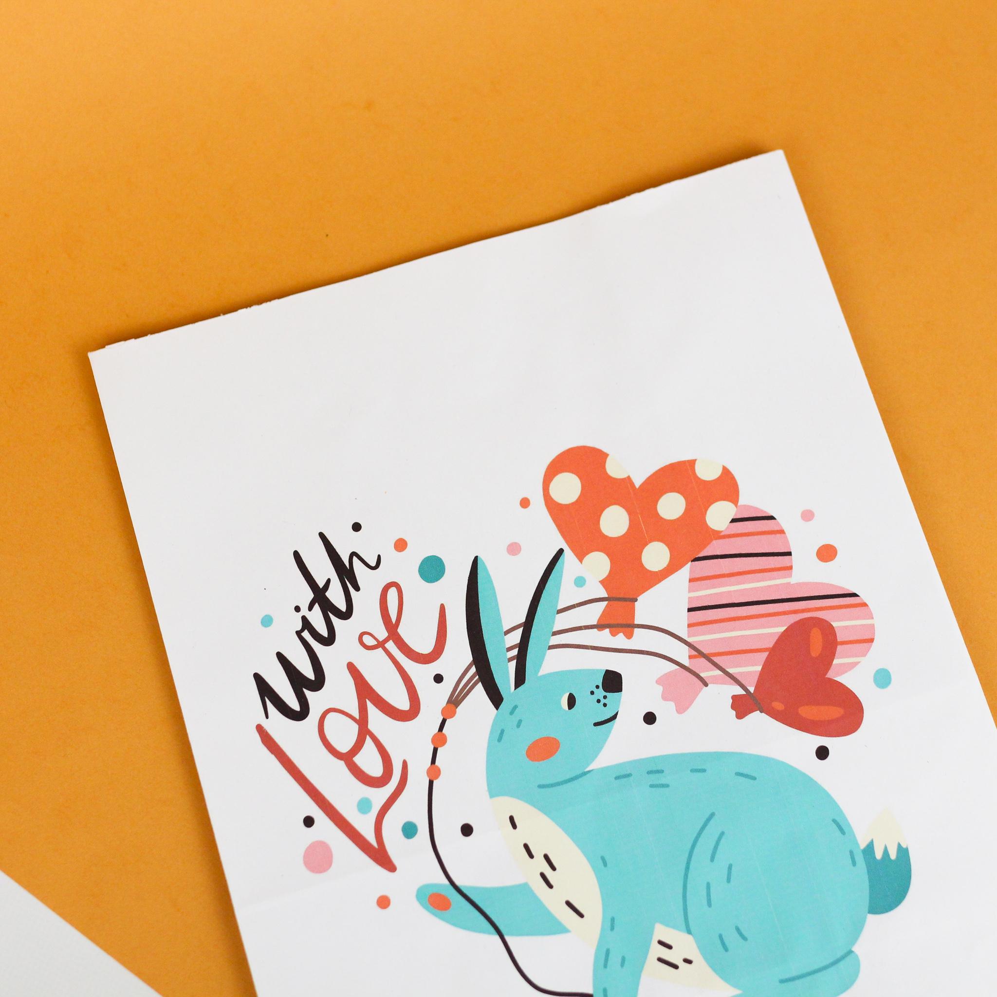 Пакет подарочный романтичный без ручек с кроликом 15 шт. 260х150х350 мм - фото 5