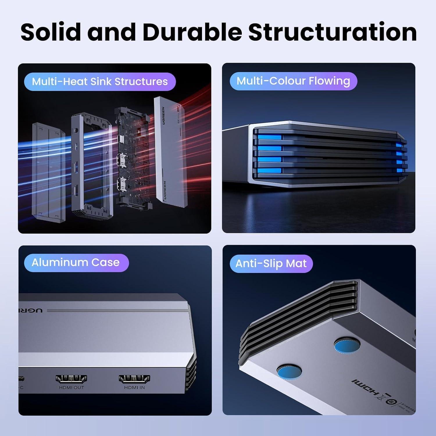 Карта відеозахоплення USB Ugreen 4K 60Hz 1080p Сірий (25173) - фото 7 Карта відеозахоплення USB Ugreen 4K 60Hz 1080p Сірий (25173) - фото 7