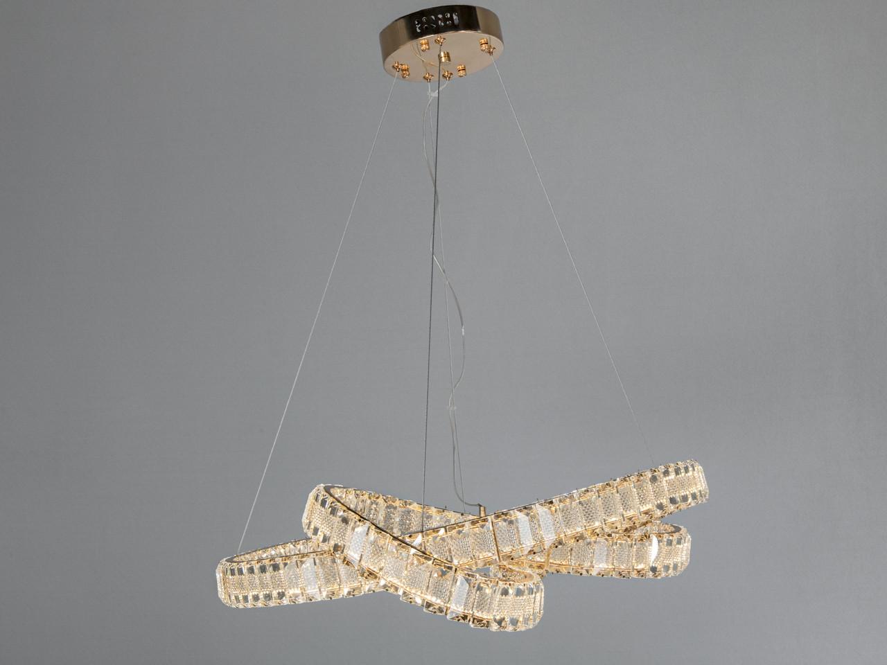 Люстра светодиодная для гостиной Мебиус D8880/600G 92 Вт с пультом Золотой (2896237305)