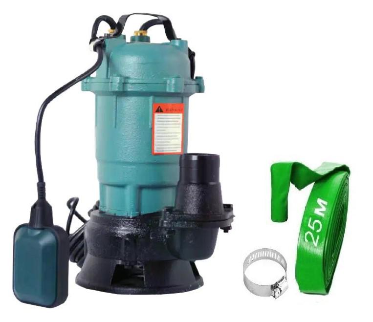 Насос дренажно-фекальный с измельчителем Euroaqua WQD 1-1.1 для грязной воды/фекалий/сливных ям с поплавком шланг 25 м (31147798)