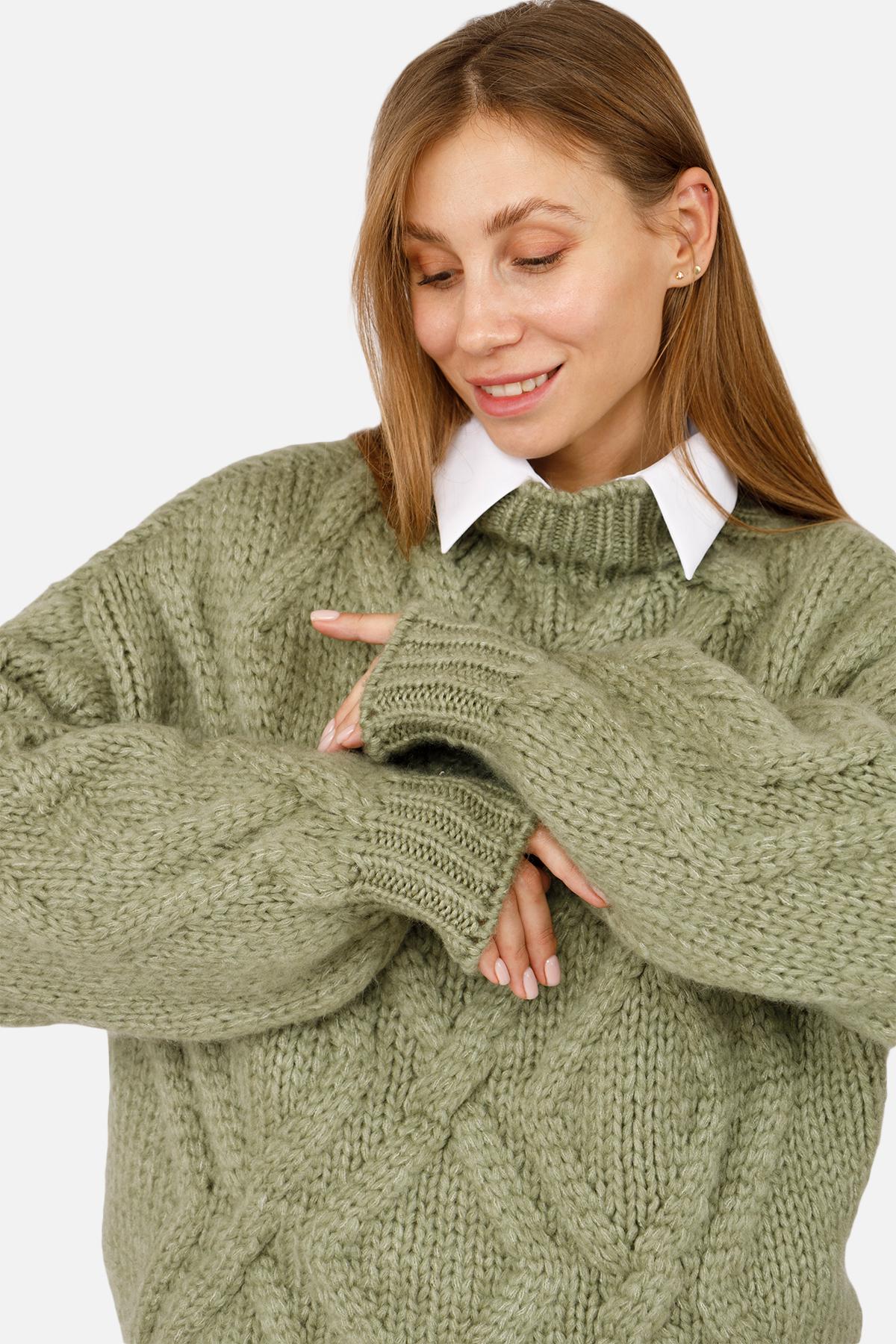 Свитер женский ЦБ-00262487 р. 46 Оливковый (SKT001026993) - фото 3