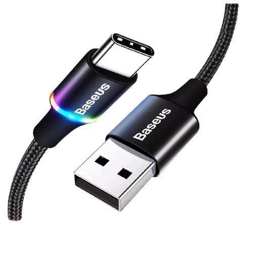 Кабель быстрой зарядки Baseus с RGB подсветкой USB - Type-C 0,5 м 2 А 480 мбит/c Black (1896648050) - фото 1