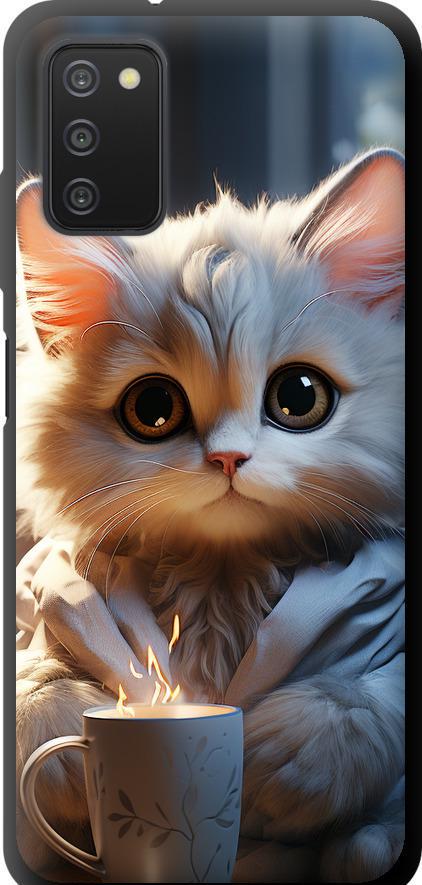 Чехол на Samsung Galaxy A03s A037F White cat (5646b-2381-42517)