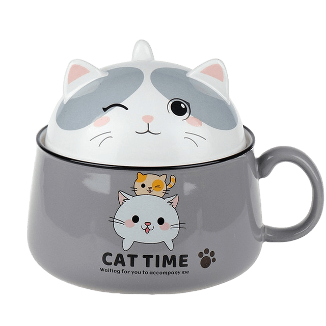 Чашкас крышкой Stenson Cat time 1 л Grey (YG00959)