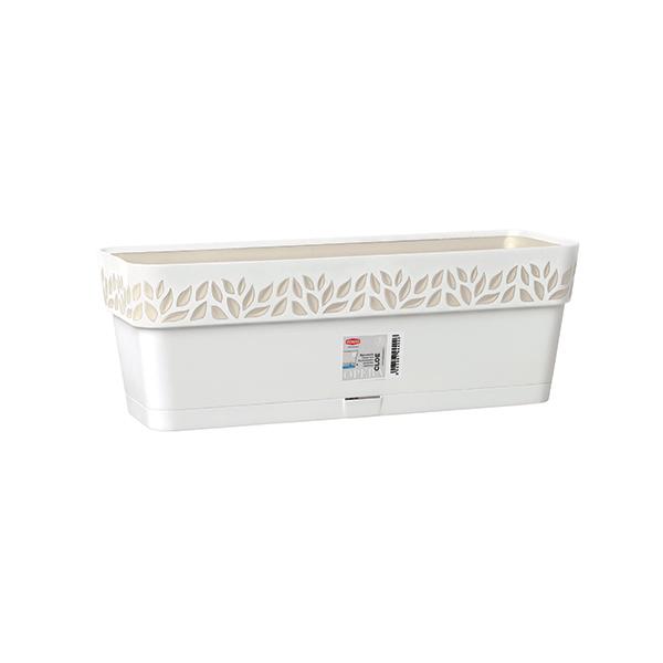 Вазон прямоугольный с автополивом STEFANPLAST OPERA CLOE 18х50х17 см Белый/Травертиновый (94400)
