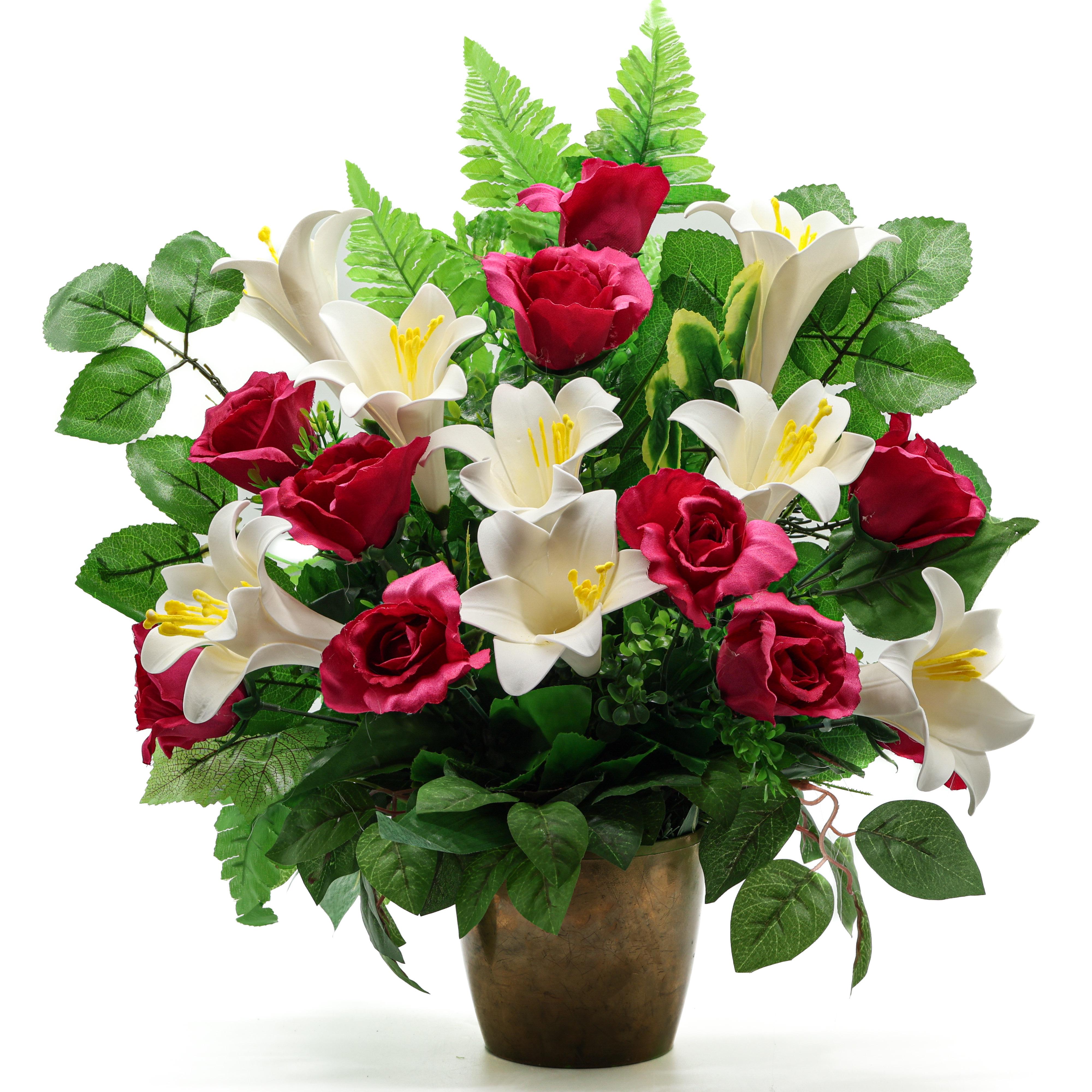 Композиция GALA DECOR из искусственных цветов в золотистом кашпо (К3030ЛР-З)