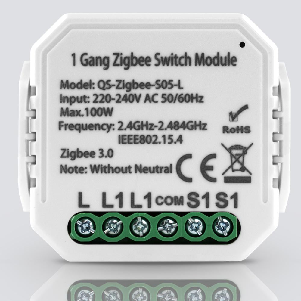 Реле одноканальное ZigBee без нулевой линии Tuya (WH00223)