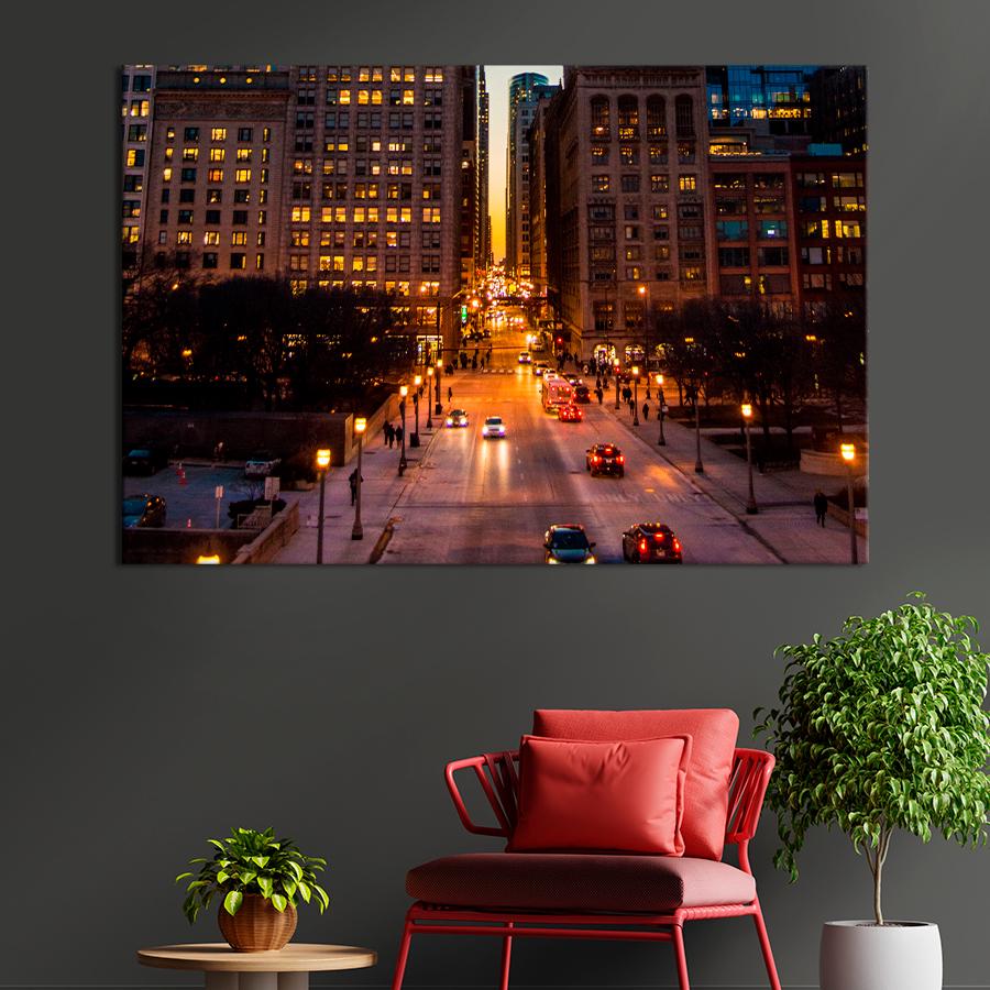 Картина город Люди на улице города 51x34 см (A769-1)