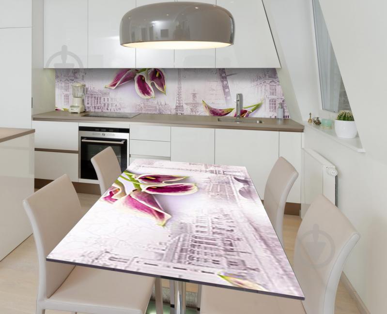 Наклейка 3Д виниловая на стол Zatarga «Лилейный Париж» 600х1200 мм для домов, квартир, столов, кофейн, кафе
