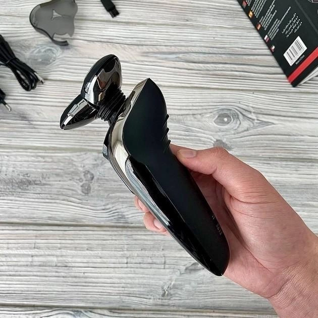 Електробритва Geemy GM 7720 black акумуляторна з плаваючими ножами Чорно-сріблястий - фото 6