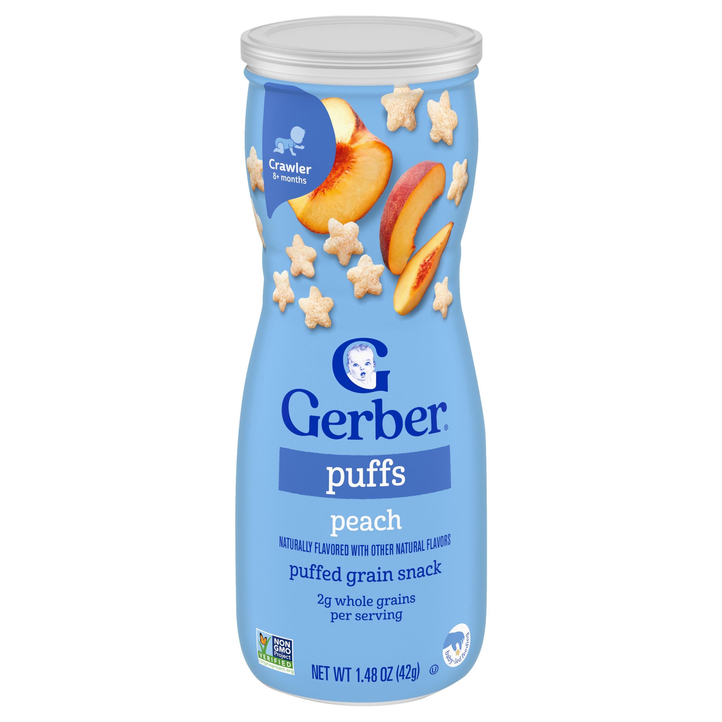 Снек із повітряних злаків Gerber Puffs від 8 міс. 42 г Персиковий