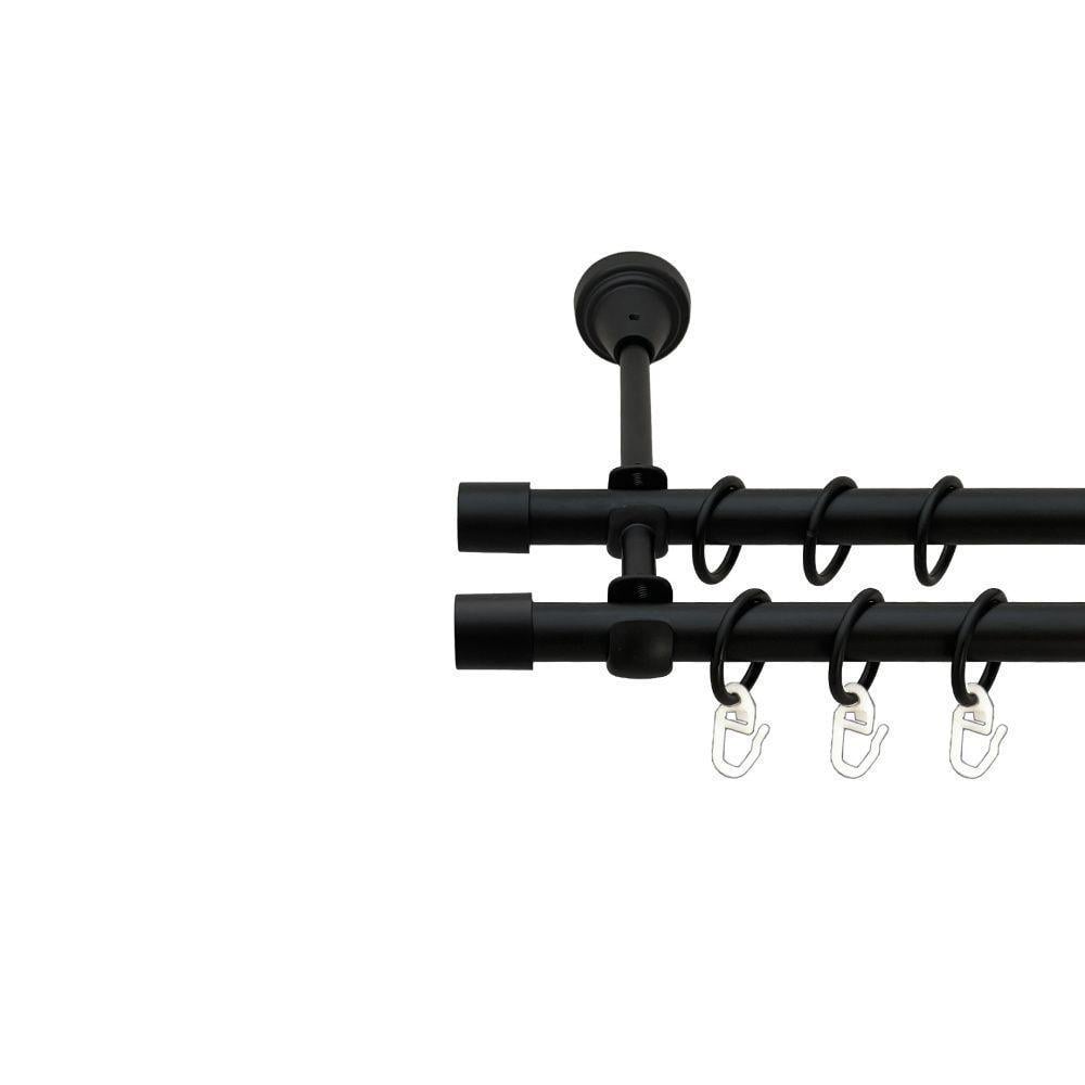 Карниз двухрядный трубчатый Orvit заглушка 16/16 мм 320 см Черный бархат (009-2233)