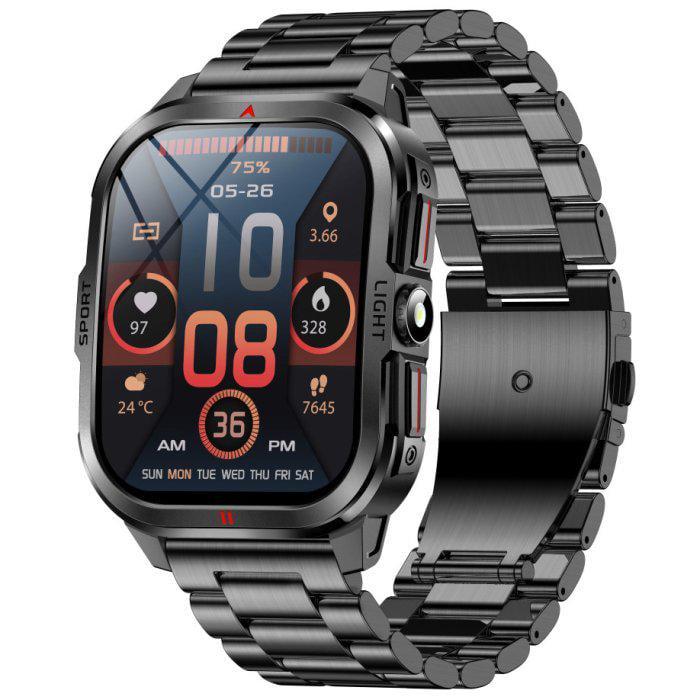 Смарт-часы Smart Fantastic Steel 2 ремешки со стальным корпусом 49х42 мм Черный (150-96-2078)