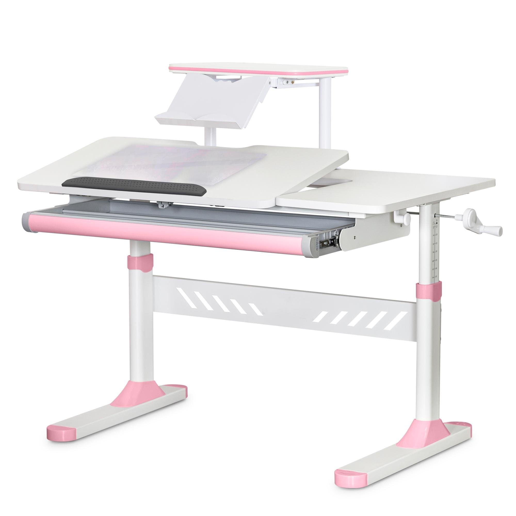 Парта трансформер шкільна ергономічна Evo-kids TH-310 W/PN з полицею Рожевий