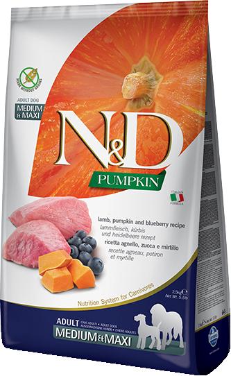 Корм сухой беззерновой для собак Фарма N&D GF PUMPKIN LAMB&BLUEBERRY MED&MAXI 12 кг (33369)