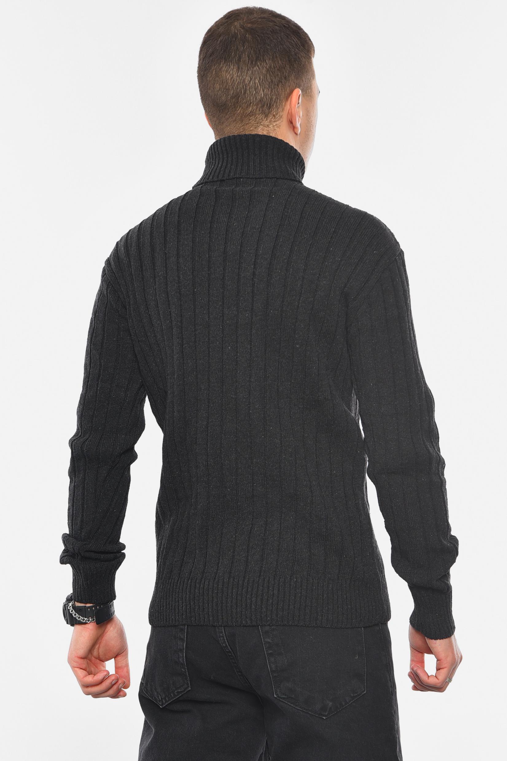 Свитер мужской однотонный M-L Черный (188300) - фото 3 Свитер мужской однотонный M-L Черный (188300) - фото 3