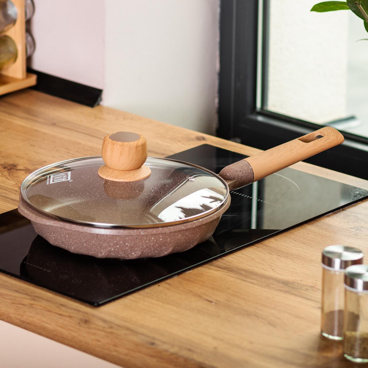 Сковорода алюминиевая MGC мраморная с антипригарным покрытием 1,8 л 24 см Кофейный