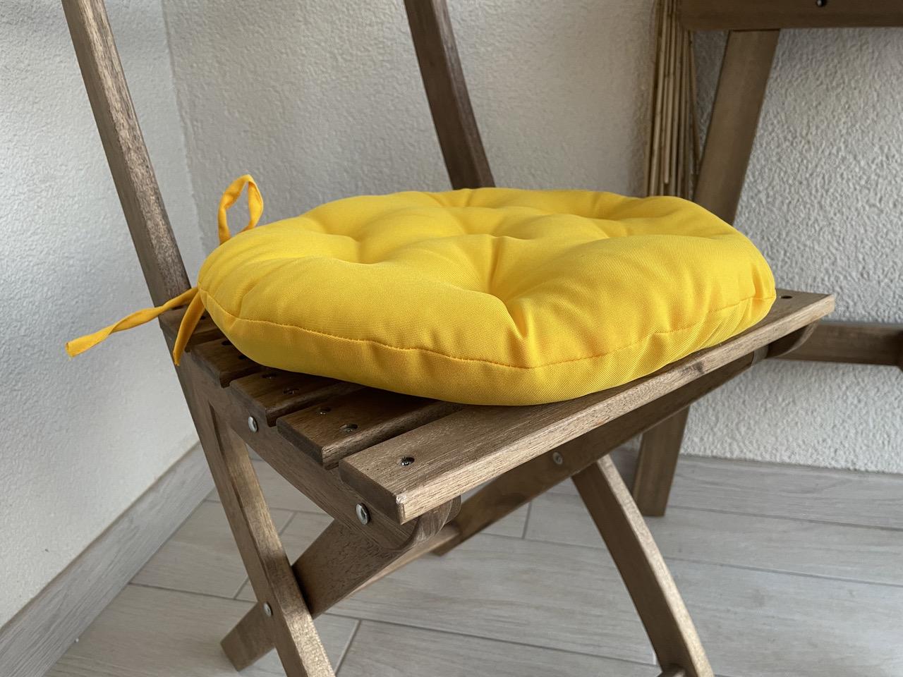 Подушка на стул с завязками круглая Color 40х40х5 см Желтый - фото 2 Подушка на стул с завязками круглая Color 40х40х5 см Желтый - фото 2