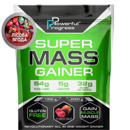 Гейнер высокобелковый для набора массы Powerful Progress Mass Gainer Лесные ягоды 2 кг (7439) - фото 1