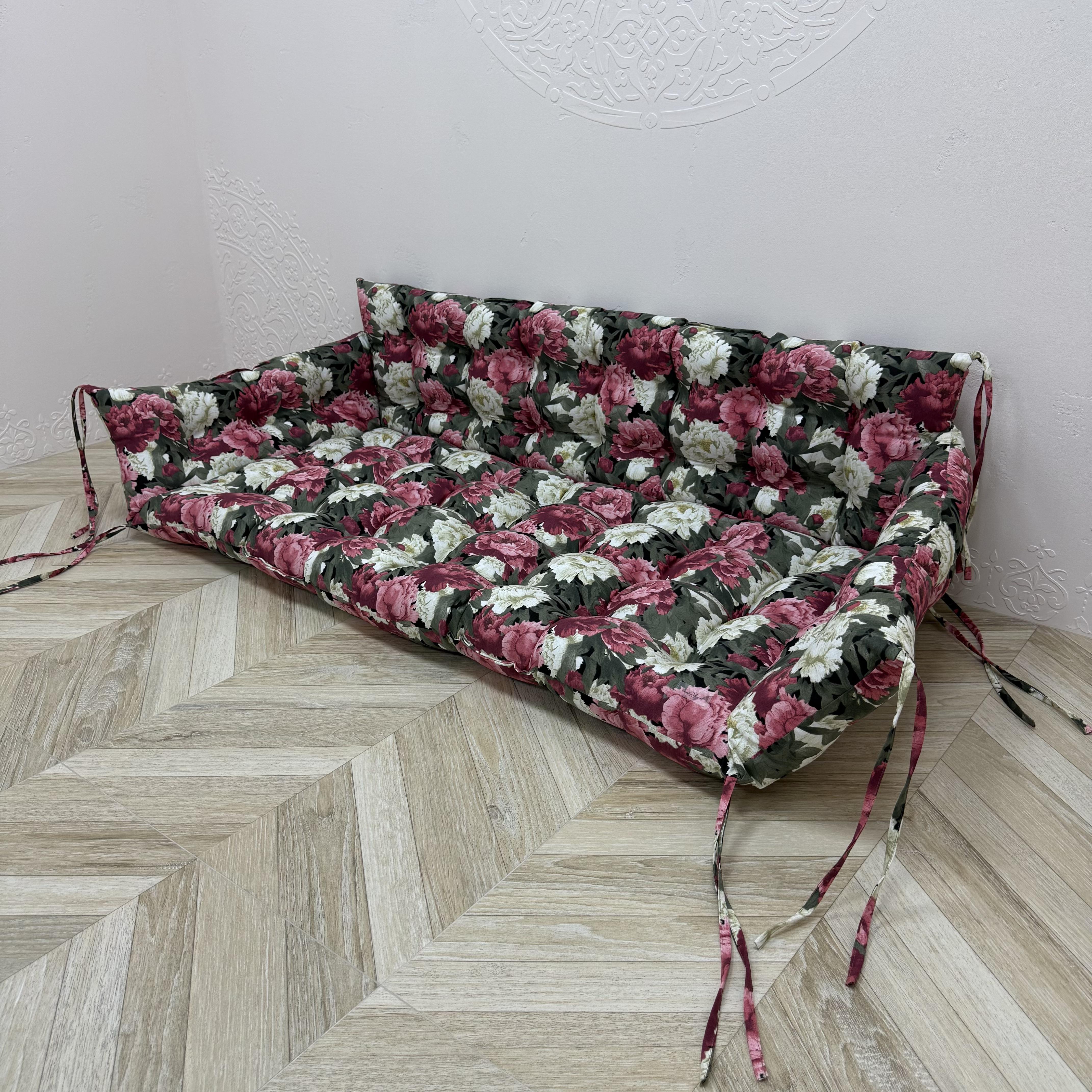 Подушка с бортами Сomfort Home Ashen flowers на поддоны/качели/каркасы/садовую мебель панама 100х50х50х20 см