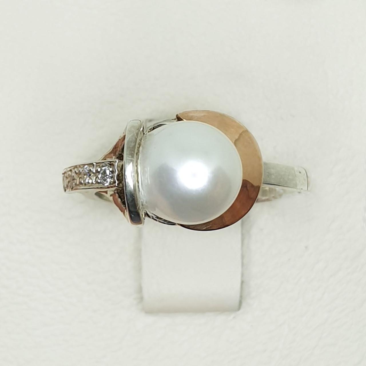 Кольцо серебряное с жемчугом р. 18,5 4,07 г (1416700091)